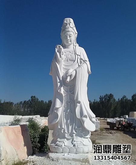大型汉白玉观音雕像(图1)